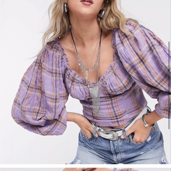 Free people cherry bomb lilac top size large, worn once - Picture 2 of 6